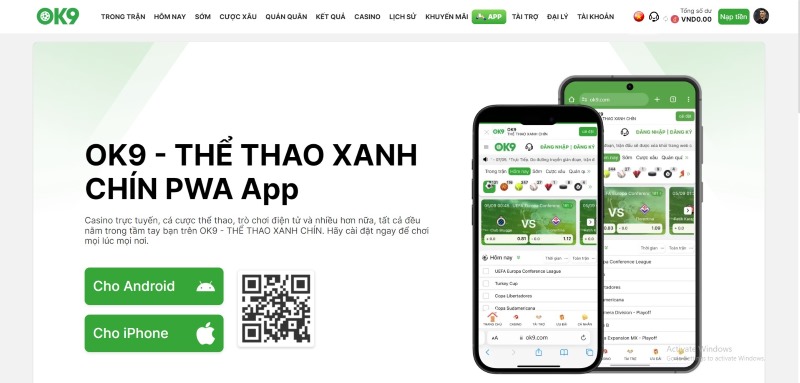 Tải app OK9 chỉ với 1 click